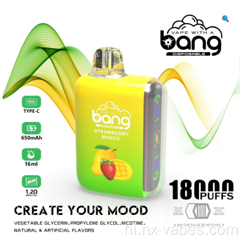 बैंग vape 18000 पफ एलईडी प्रदर्शन